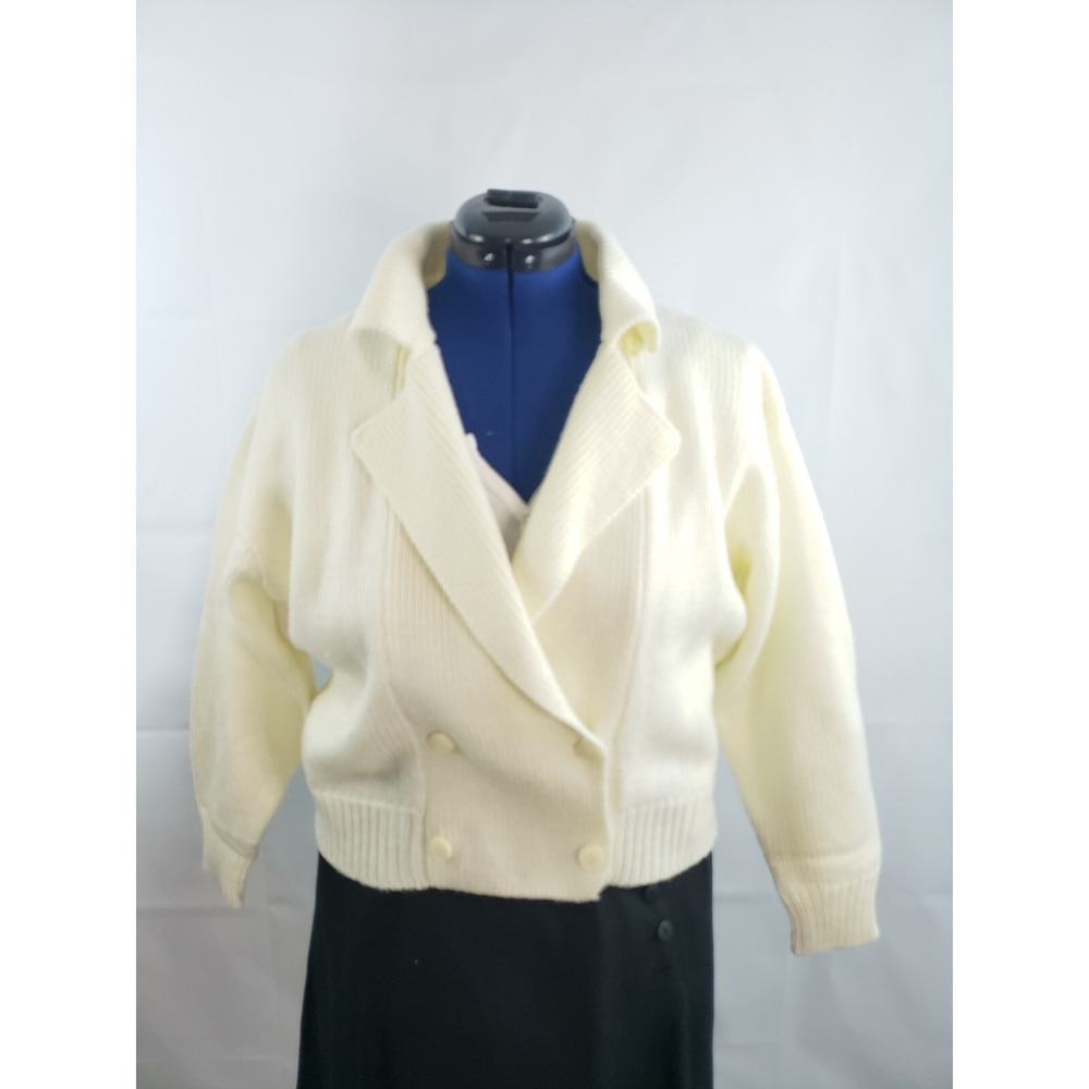 Axiom Petite Acrylic Chunky Notched Lapel Autumn Cardigan Sweater Medium   Z75 - Picture 5 of 9